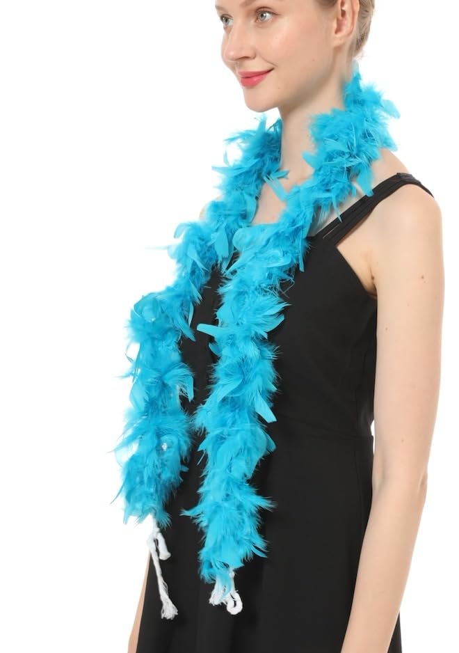 Flydreamfeathers 25 Gram, 4 Feet Long Chandelle Feather Boa, Great for Party, Wedding, Halloween Costume, Christmas Tree, Decoration (Turquoise) - Image 3
